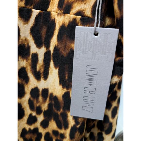 Jennifer Lopez Leopard Print Twist V Neck Stretchy Dress Size XL Cocktail NWT! - Picture 5 of 12